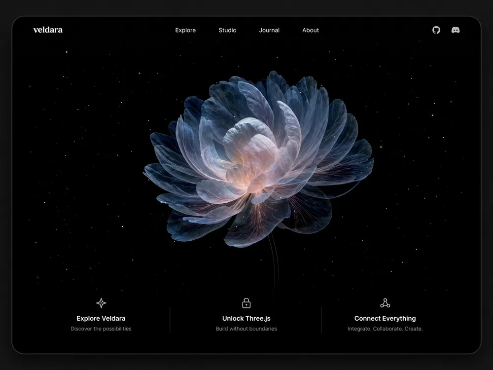 Landing-page concept: a generative-design studio